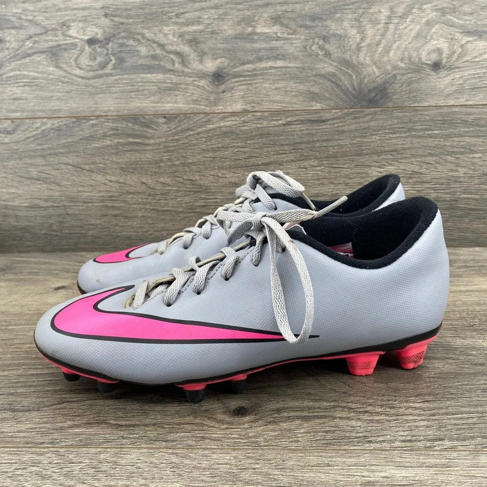 Nike Mercurial Victory V FG Soccer Cleats Womens 7.5 Grey Pink 651647-060